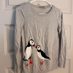 Gray Sweater with Puffin Design